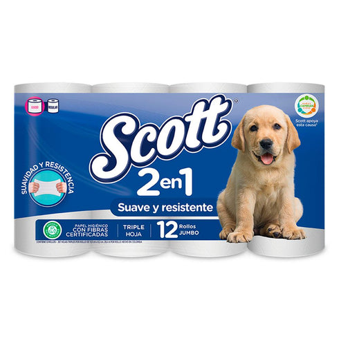 papel hig scott 12u 2 en 1 sauev/resist